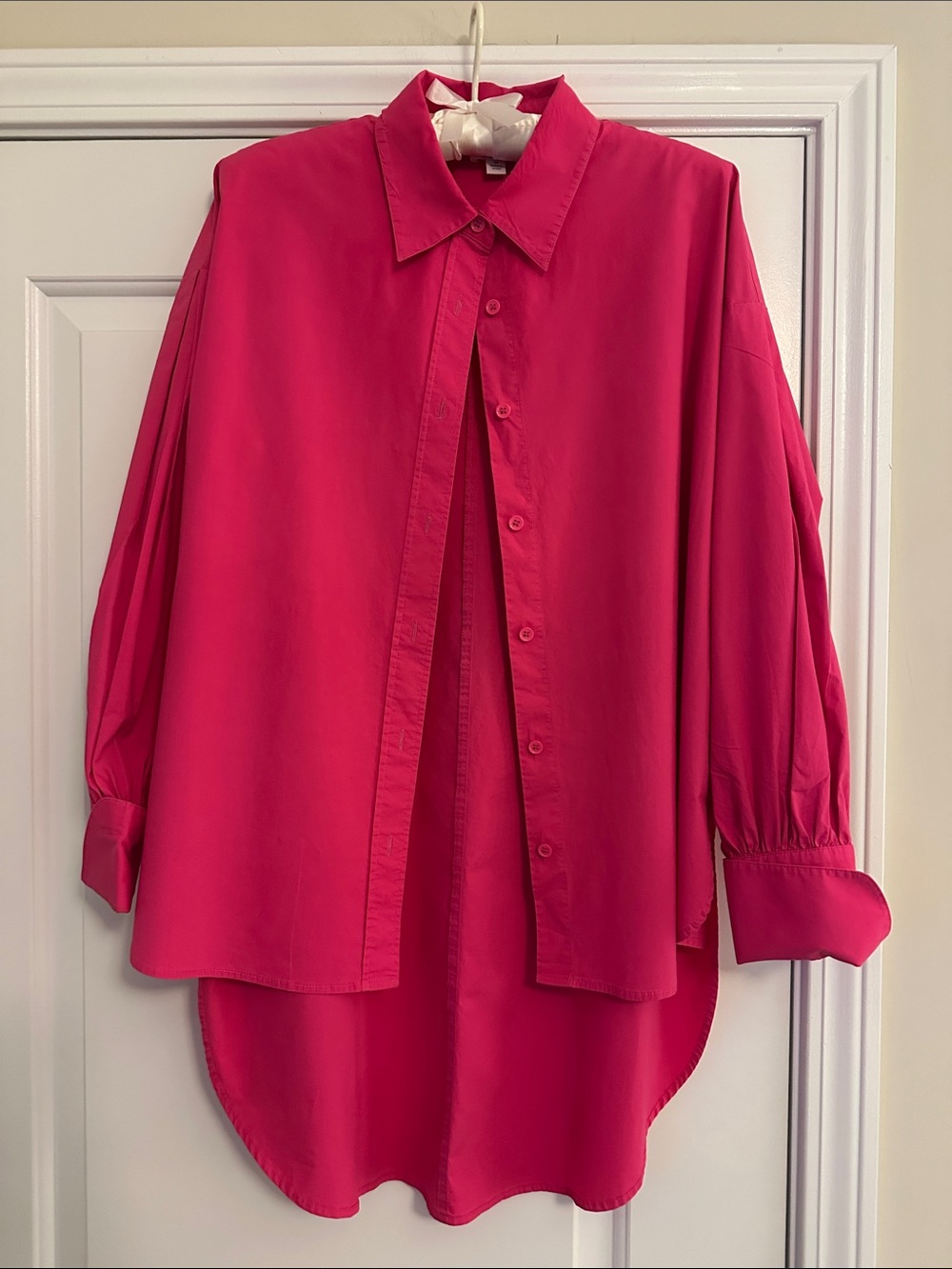 Bright Pink Women's Button-Up Blouse